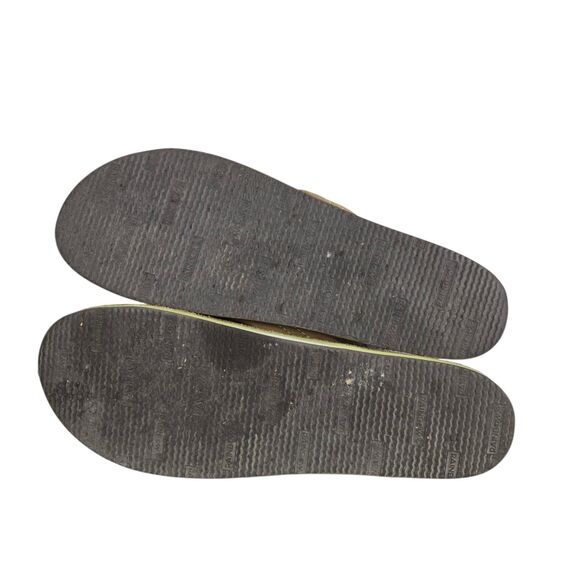 Rainbow Sandals Men's Sz 7.5 - 8.5 Tan Green 1 " Leather Straps Double Layer - Picture 12 of 15